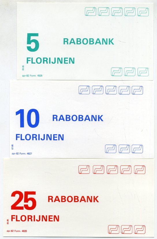 НИДЕРЛАНДЫ НАБОР ИЗ 6 БАНКНОТ ND RABOBANK (5, 10, 25, 50, 100, 250 FLORIJNEN) бумага UNC (ПРЕСС) 7146-34-1-2