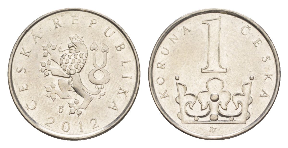 Чехия 1 крона 2012 KM 7 сталь плакированная никелем aUNC 4632-522