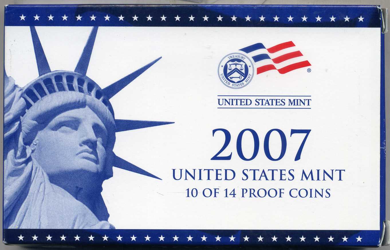 США 2 официальных набора в одном 2007 S, два пруфсета в пластиковых коробках, регулярный чекан и 5 квотеров штаты, в оригинальной коробке с сертификатом PROOF 3-6-2-6