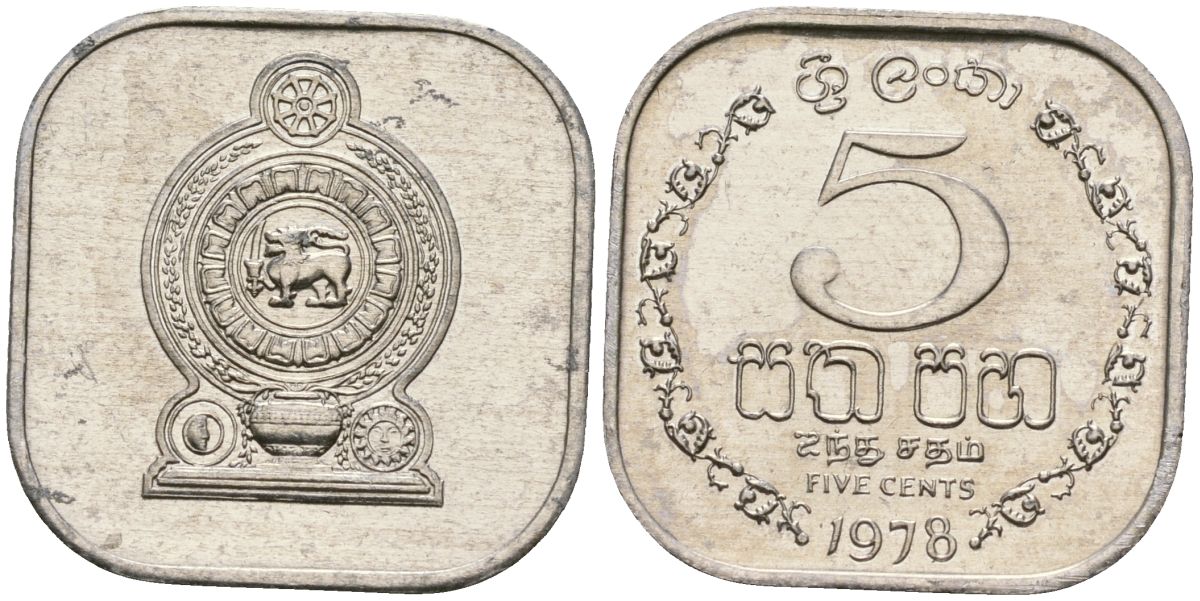 Шри-Ланка 5 центов 1978 KM 139a алюминий 4136-651