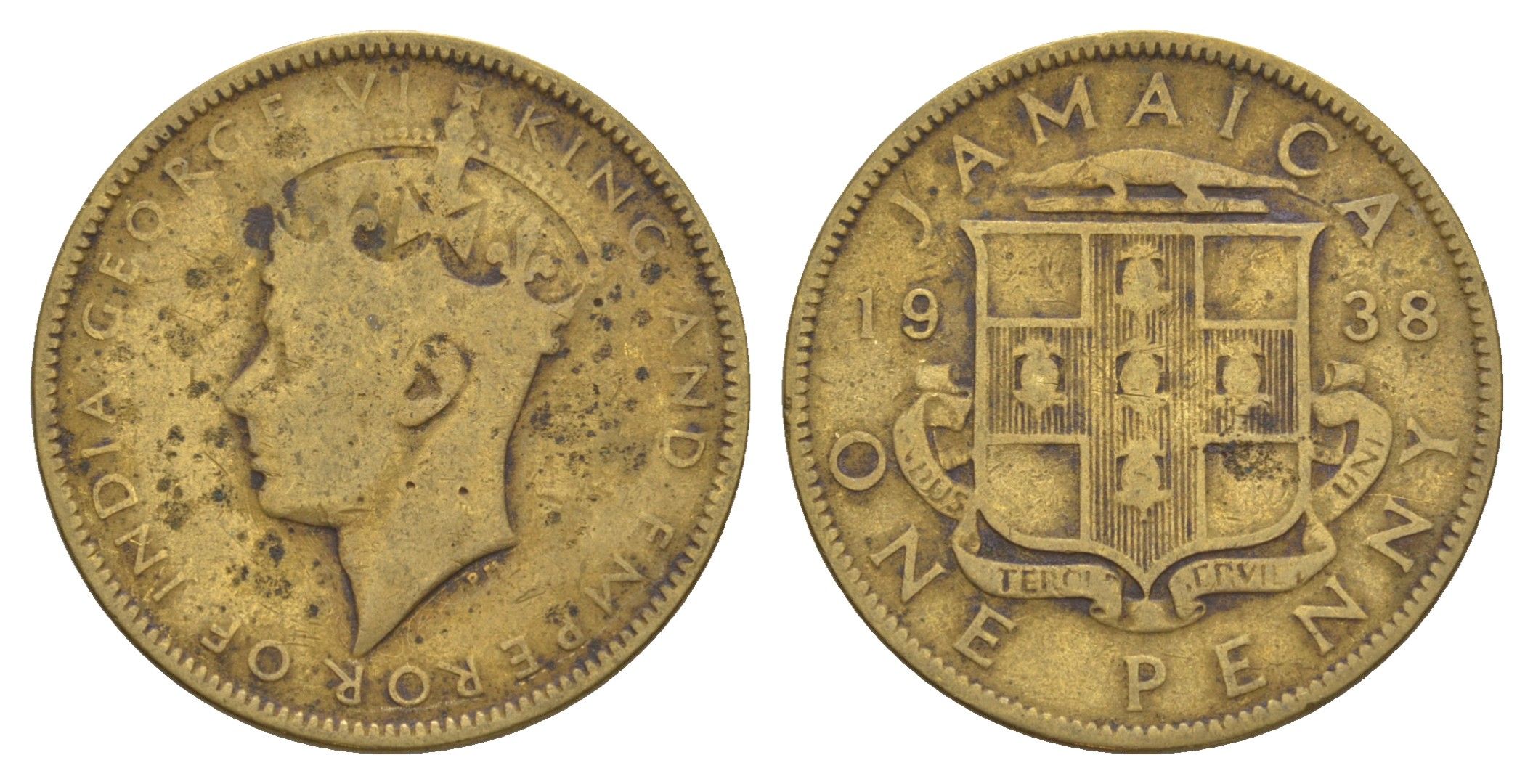 Ямайка 1 пенни 1938 Георг VI (1936-1952) KM 32 никель латунь 4626-636