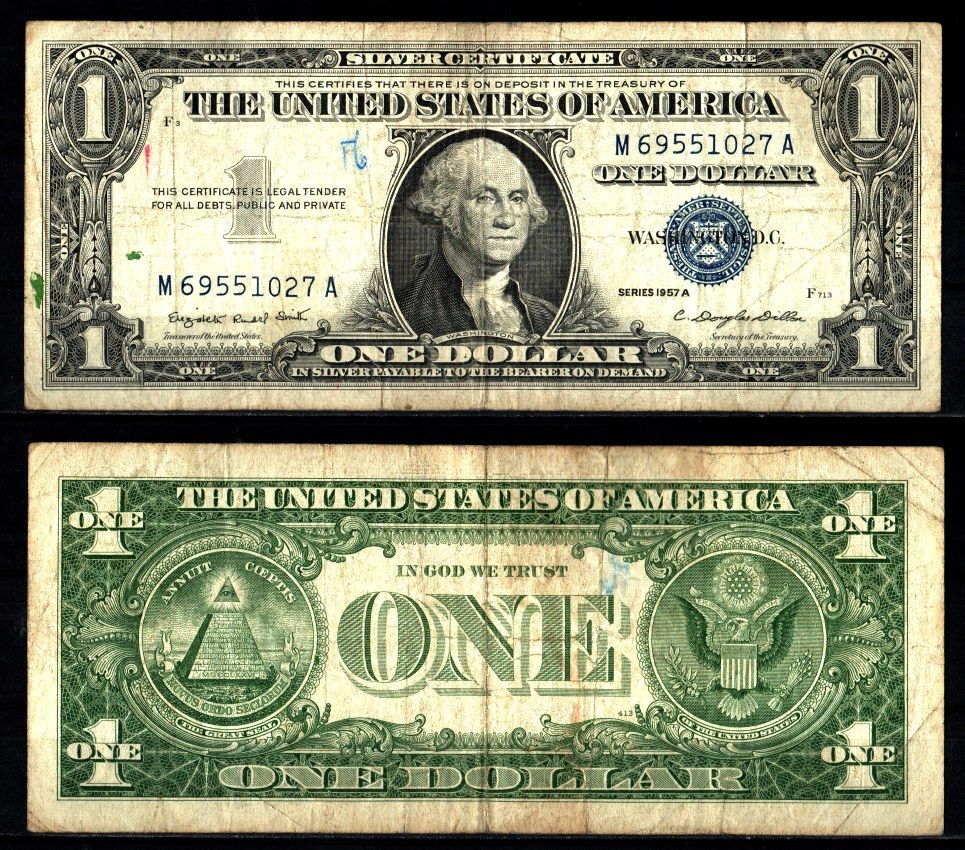 США 1 доллар 1957 Джордж Вашингтон Pick 419 a бумага 2119-13-1-1