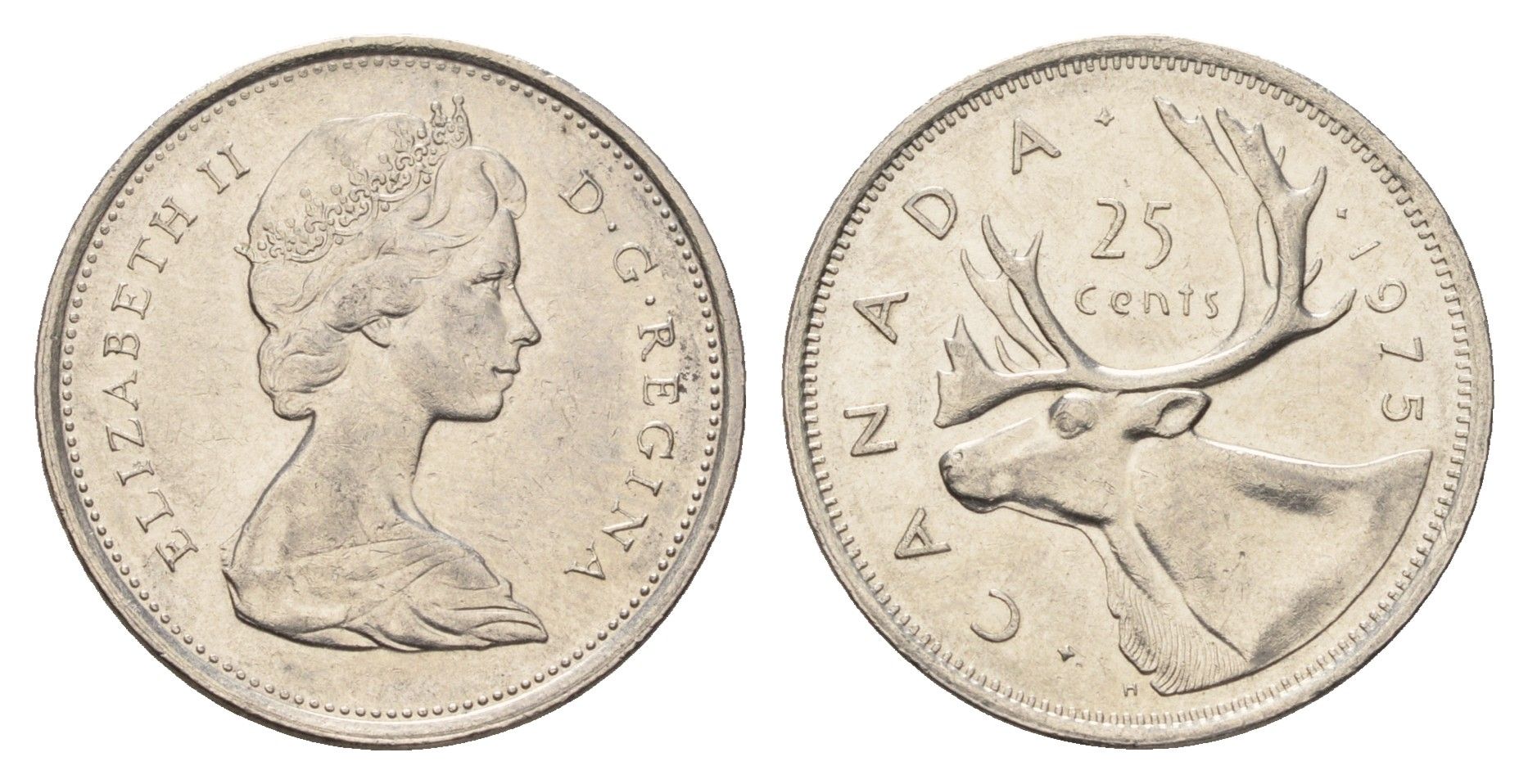 Канада 25 центов 1975 Елизавета II (1952-2022), олень KM 62b никель 4688-445