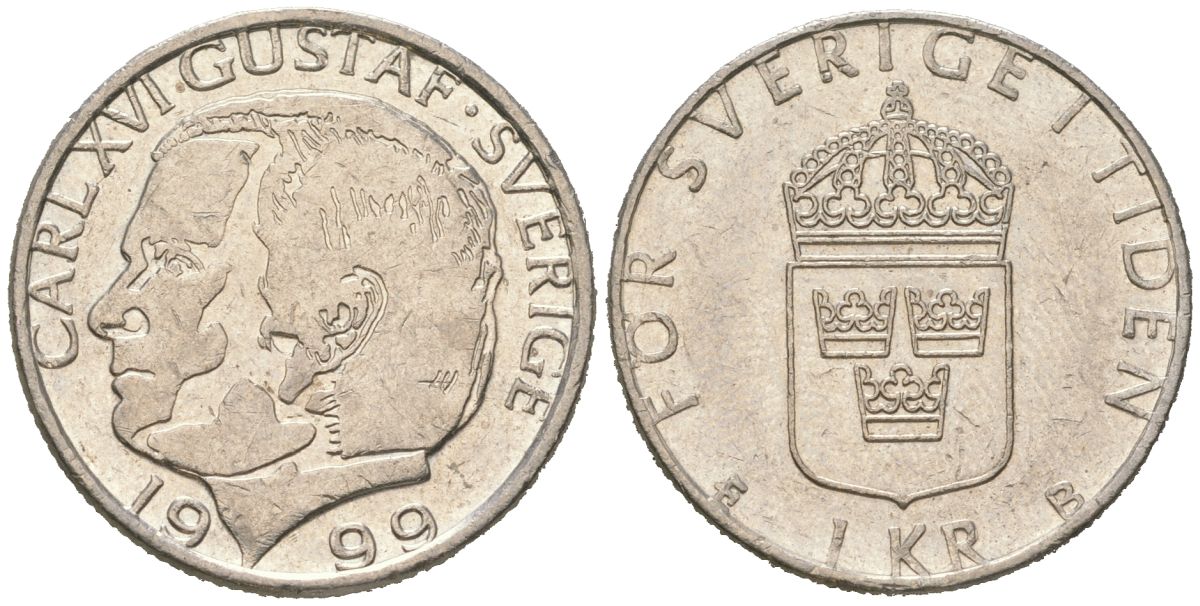Швеция 1 крона 1999 Густав VI Адольф (1950-1973) KM 852a медно-никель 4616-1045