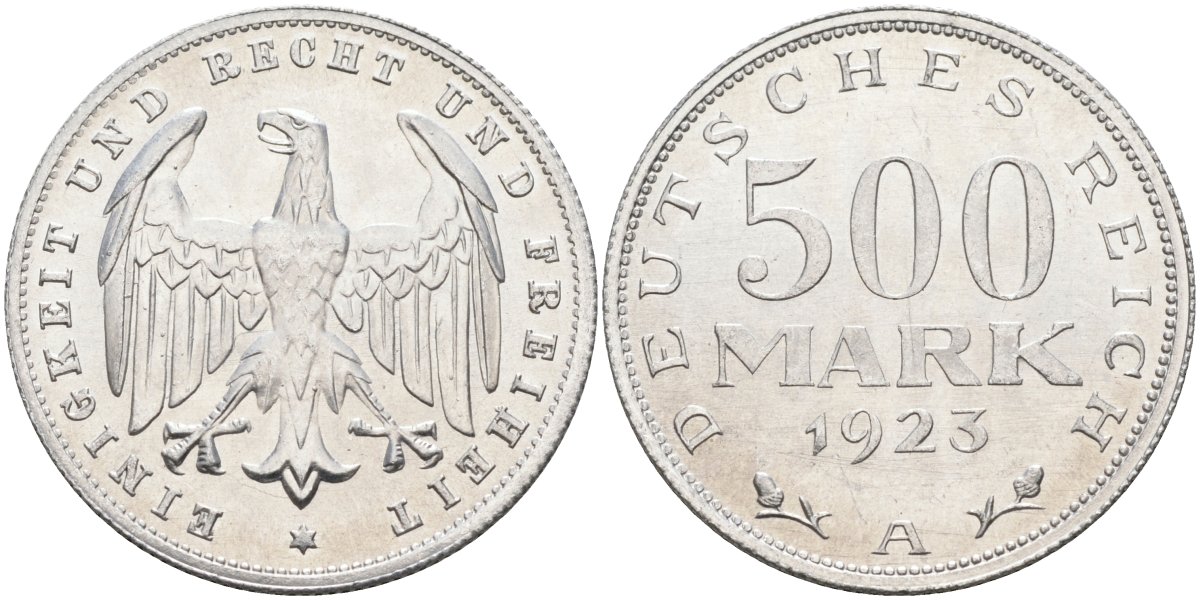 Германия 500 марок 1923 А KM 36, J.305 алюминий UNC 4587-345