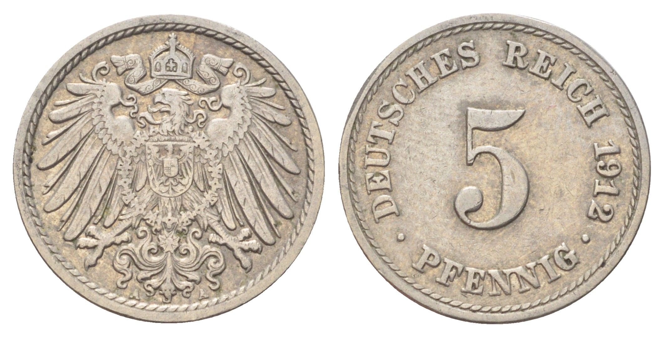 Германия 5 пфеннигов 1912 A KM 11, J. 12 медно-никель 4701-1045