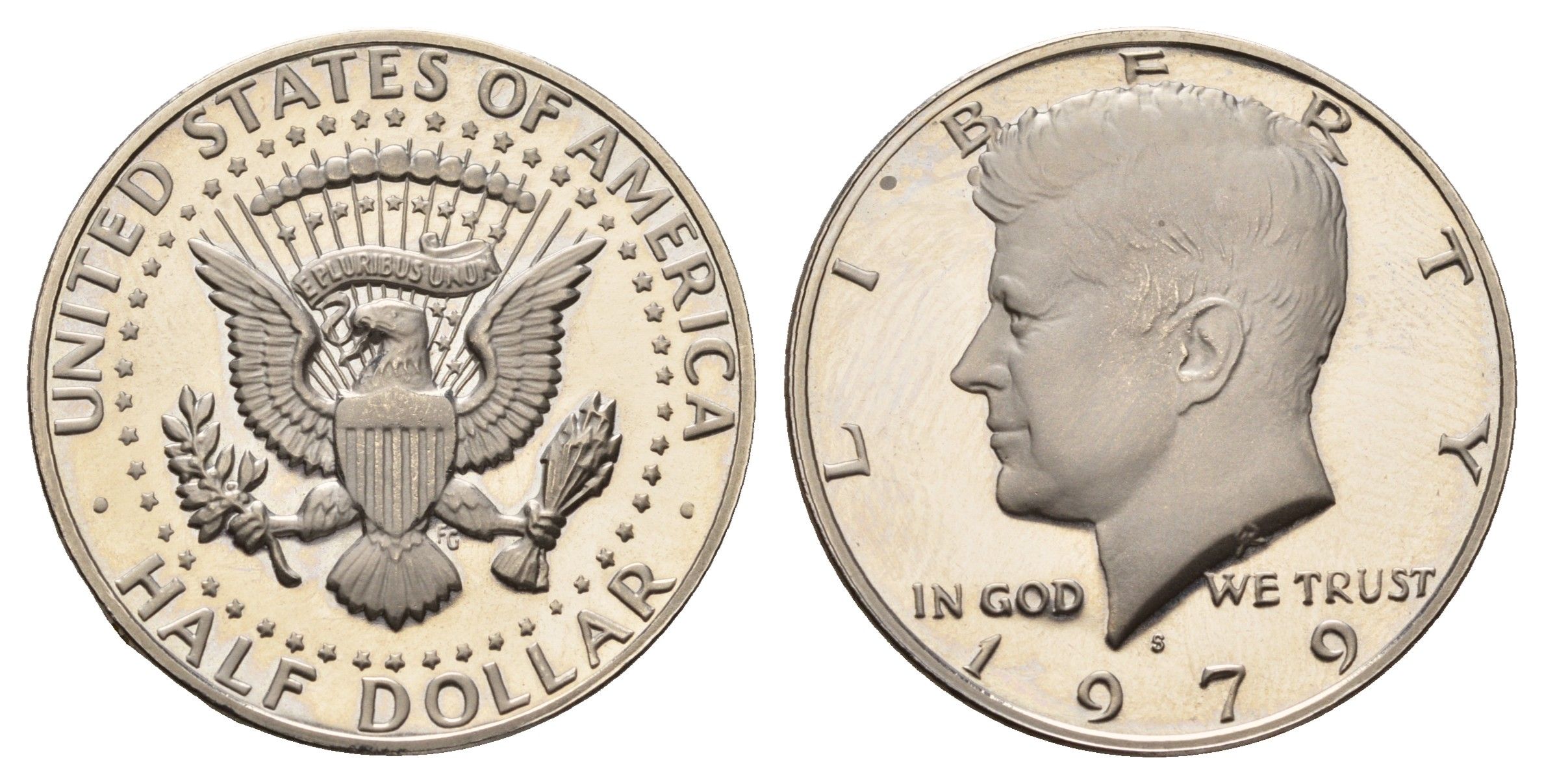 США 1/2 доллара (50 центов) 1979 S, Джон Кеннеди, редкий тип 2 KM A202b медь плакированная медно-никелем PROOF 1525-1221