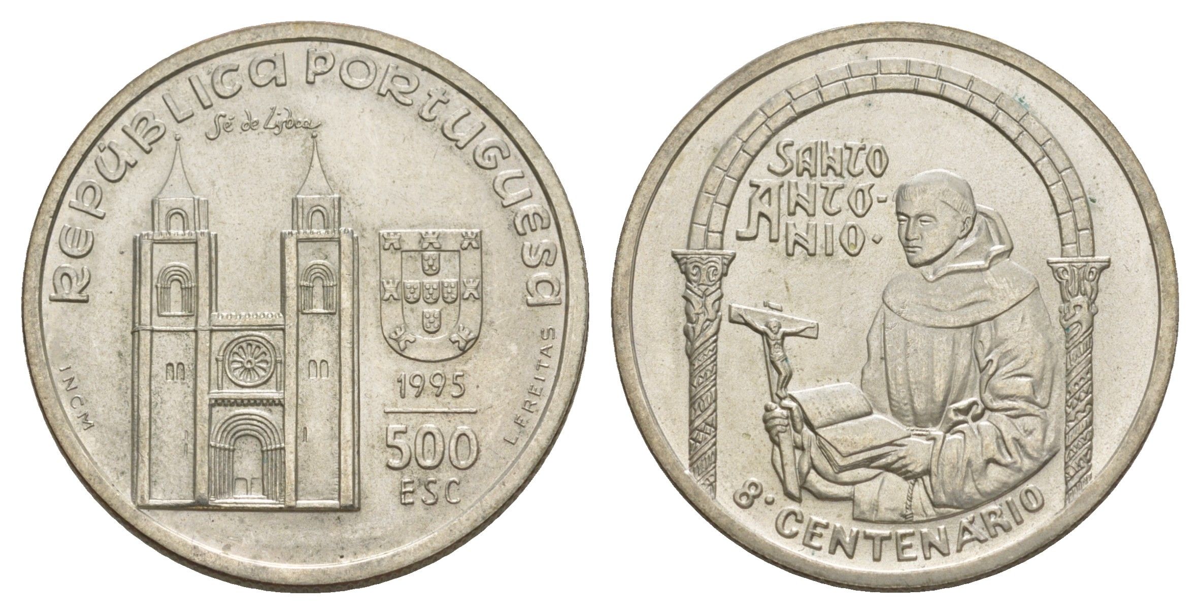 Португалия 500 эскудо 1995 800 лет c дня рождения Антония Падуанского KM 686 серебро BU 32-745