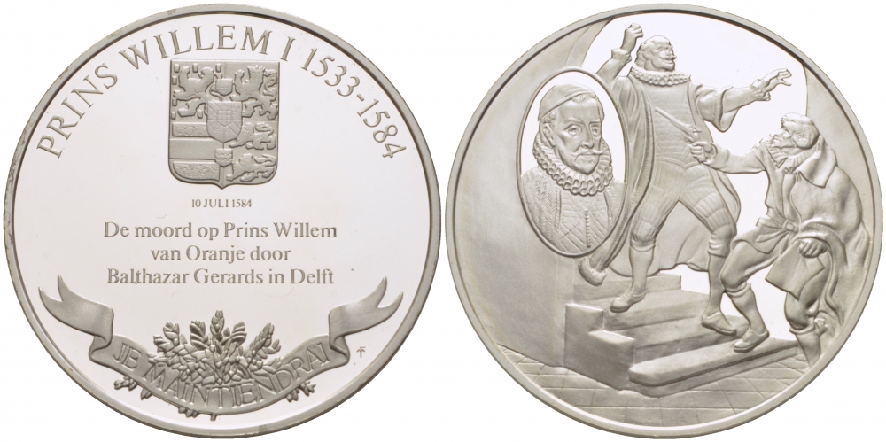 Нидерланды медаль ND серия великие правители, король Вильгельм II (1792-1849), 36 мм, 17,5 гр  серебро  PROOF  1082-8-31