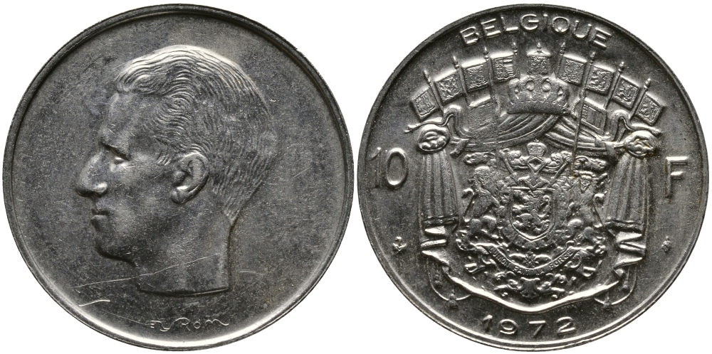 Бельгия 10 франков 1972 Belgique, Бодуэн I (1951-1993) KM 155.1 никель 3333-1024