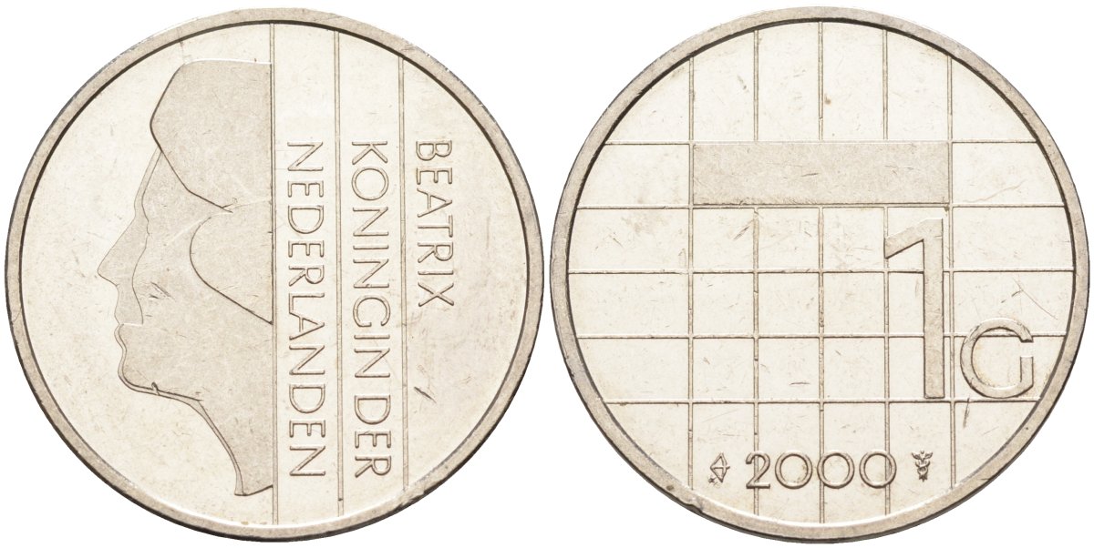 Нидерланды 1 гульден 2000 Беатрикс (1980-2013) KM 205 никель 4171-144