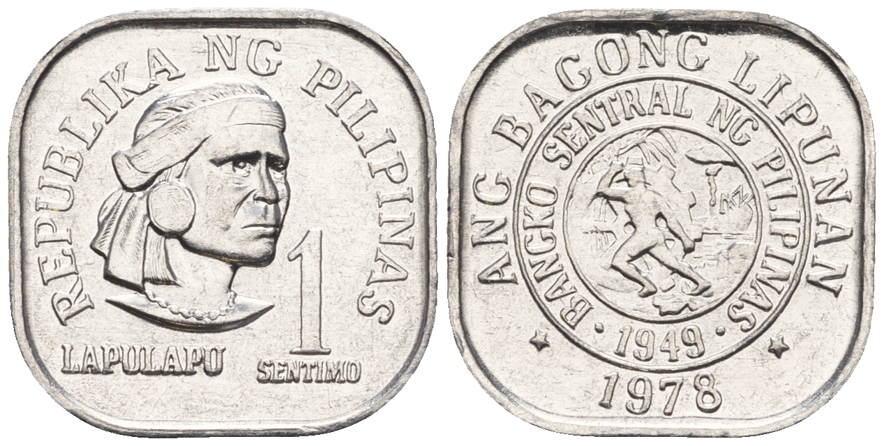 Филиппины 1 сентимо 1978 вождь острова Мактан Лапу-Лапу KM 205 алюминий  UNC  220-1115