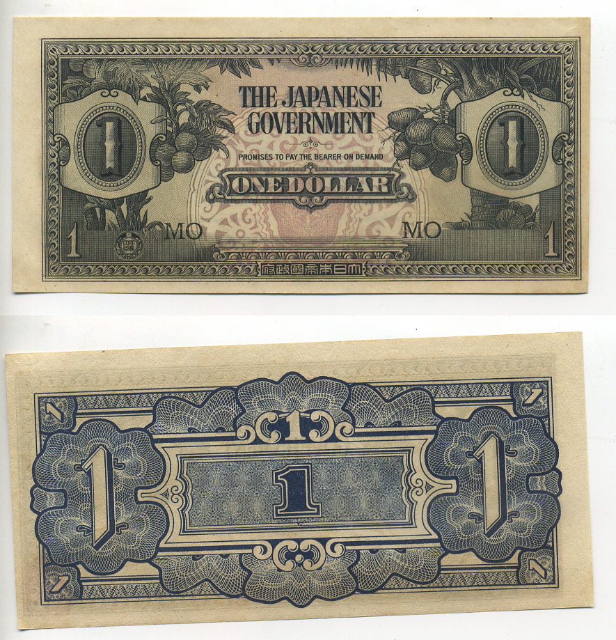 Малайя, Японская оккупация 1 доллар 1942 серия MO  Pick M5 c бумага бумага UNC (пресс) 7116-6-2