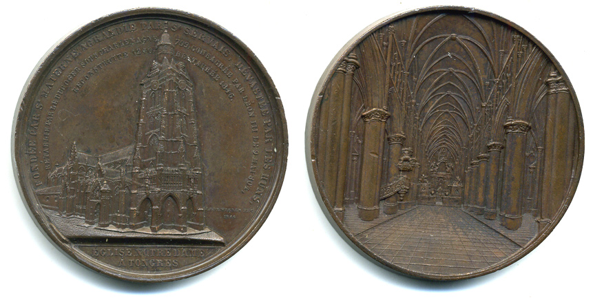 ФРАНЦИЯ МЕДАЛЬ XIX ВЕК СОБОР НОТЕРДАМ. Серия архитектурные памятники Европы бронза 1072-4-12