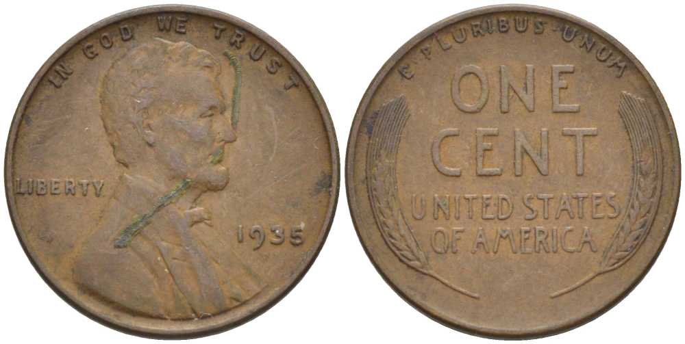 США 1 ЦЕНТ 1935 ЛИНКОЛЬН KM 132 бронза 211-636