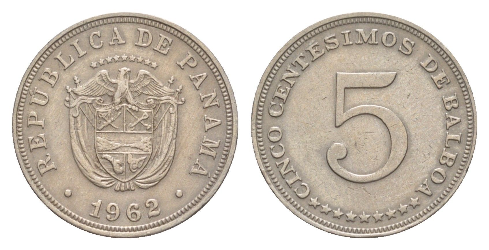 Панама 5 сентесимо 1962 KM 23.2 медно-никель 4643-1238