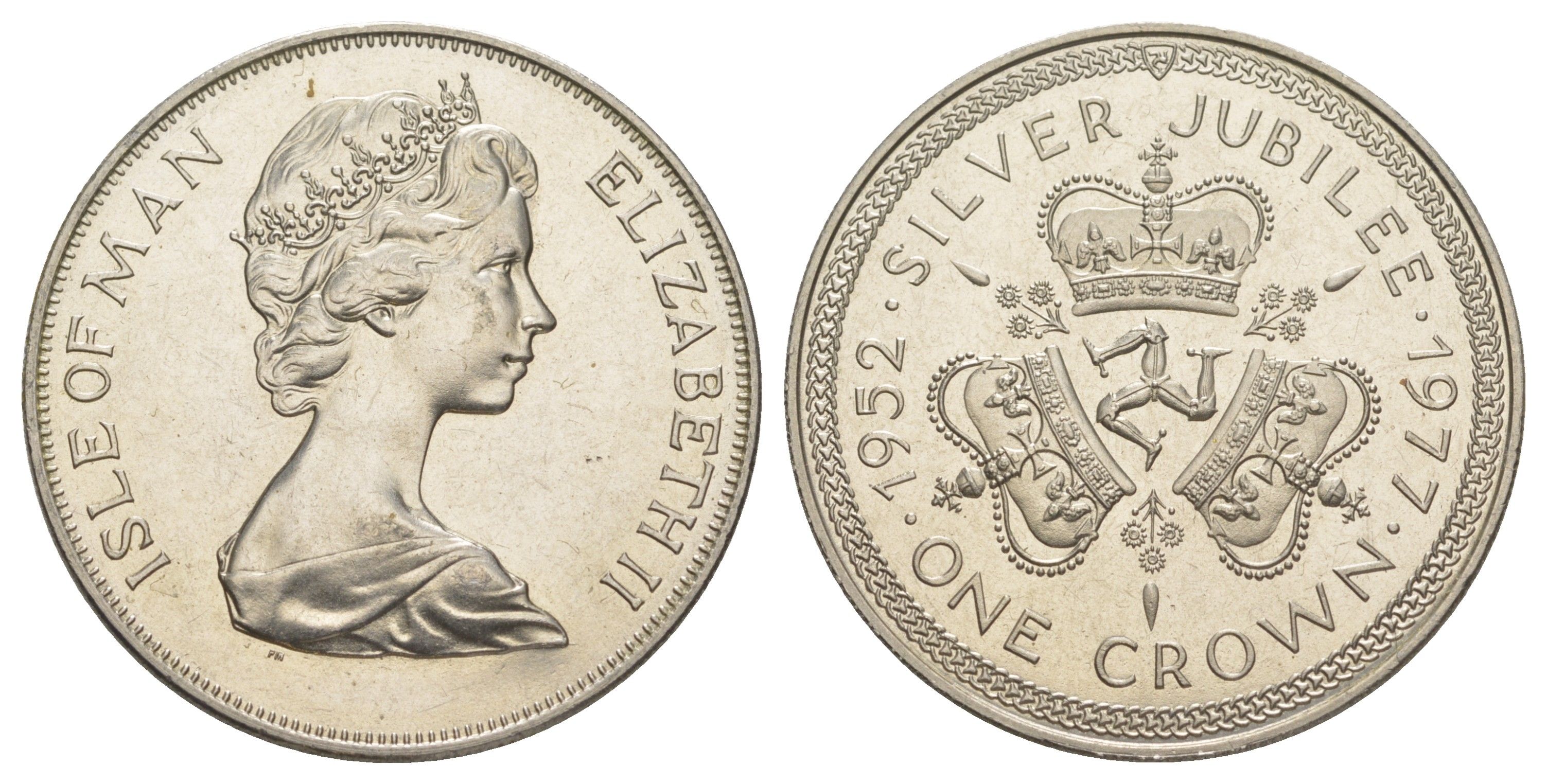 Остров Мэн 1 крона 1977 25 лет правления Королевы Елизаветы II KM 41 медно-никель BU 1083-5-23