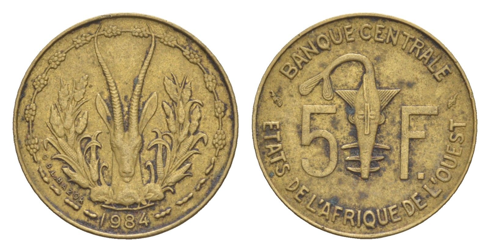 Западная Африка (BCEAO) 5 франков 1984 KM 2a медь алюминий никель 4655-815