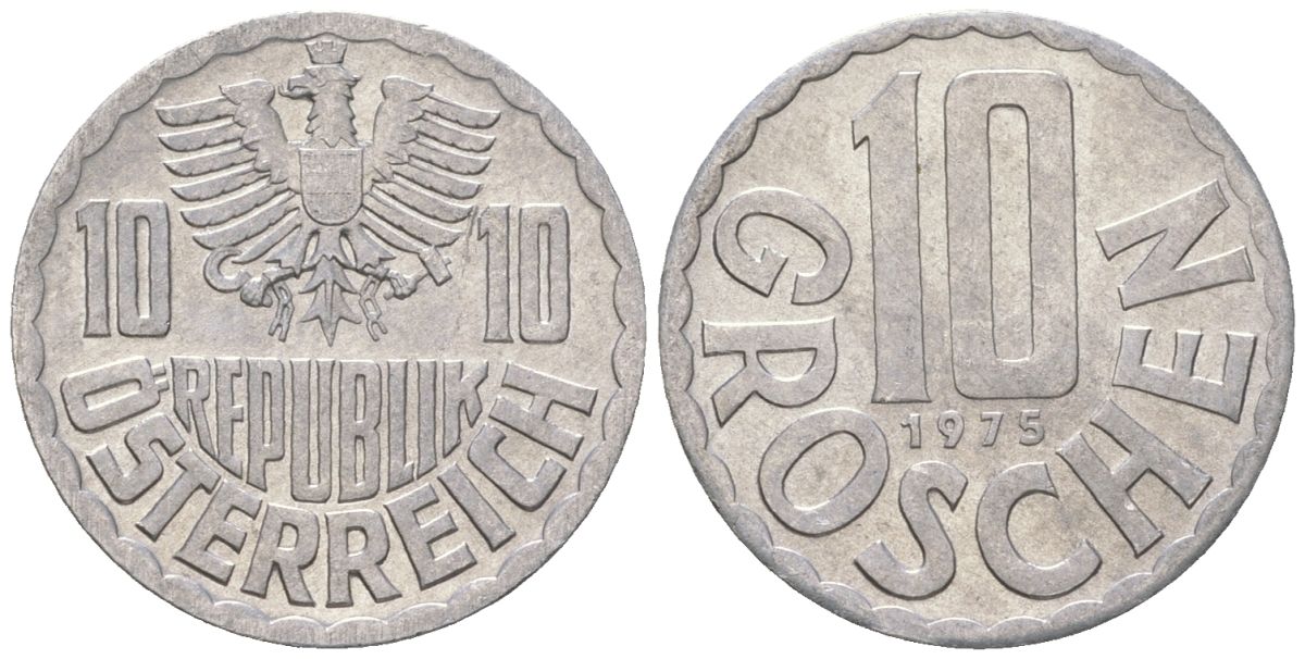 Австрия 10 грошей 1975 KM 2878 алюминий aUNC 3955-1114