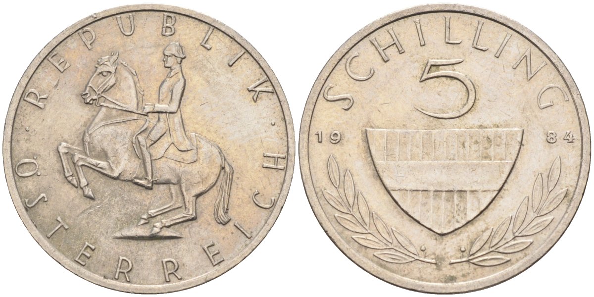 Австрия 5 шиллингов 1984 KM 2889a медно-никель 4116-956