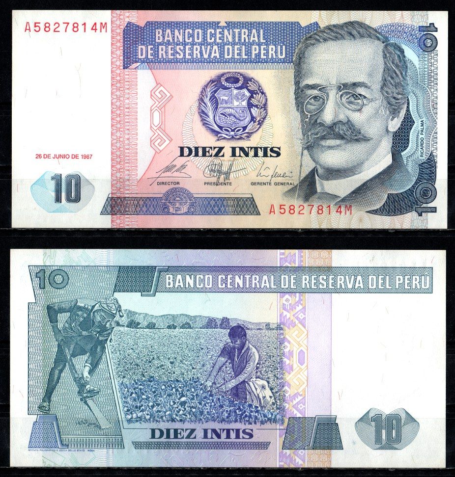 Перу 10 инти 1987 Pick 129 бумага UNC (пресс) 6294-38-3-2