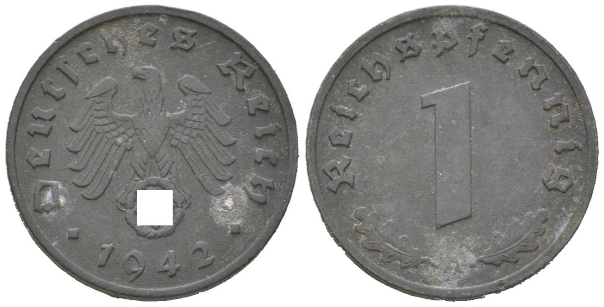 Германия 1 рейхспфенниг 1942 A KM 97 J. 369 цинк 206-1169