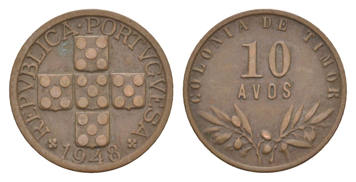 Португальский Тимор 10 аво 1948 KM 5 бронза 3711-1215