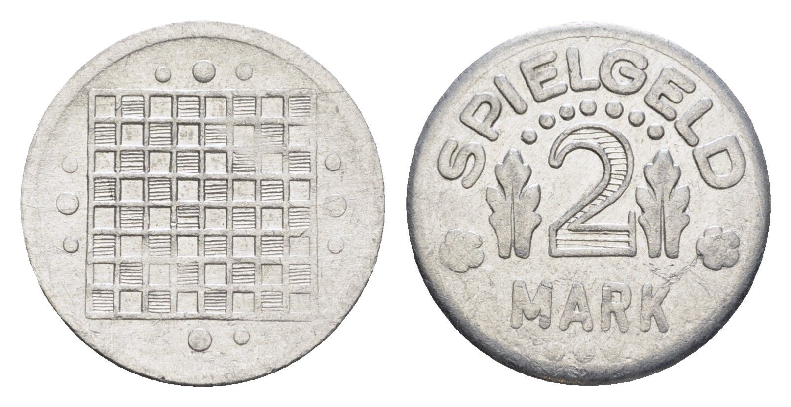 Германия игровой жетон в 2 марки ND разновидность - Шахматная доска с точками, вес 0,8 гр, диаметр 20 мм алюминий UNC 4392-337