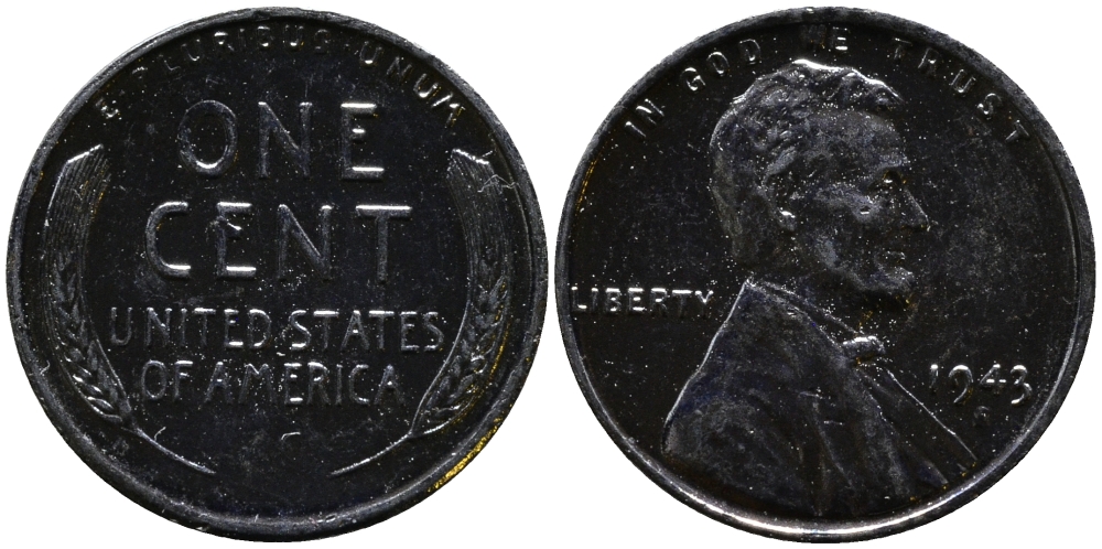 США 1 цент 1943 S (Сан-Франциско), Авраам Линкольн KM 132 a сталь плакированная цинком 4392-1116
