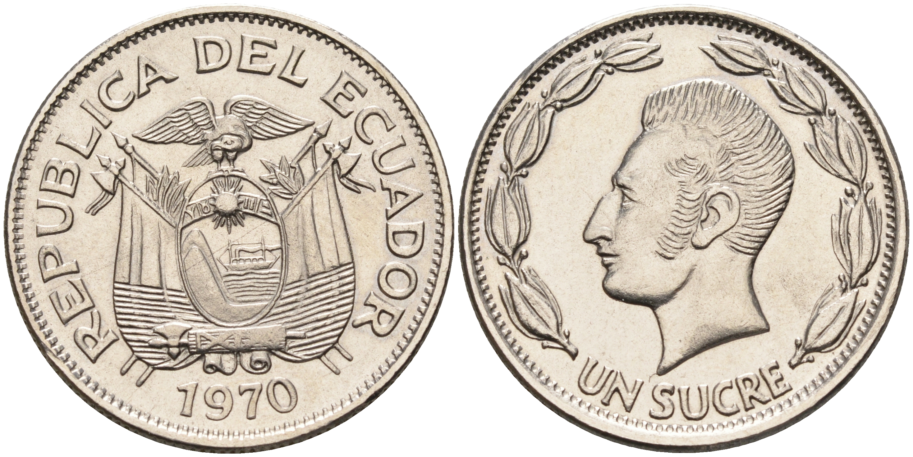 Эквадор 1 сукре 1970 Антонио Хосе Сукре KM 78b сталь плакированная никелем    4595-647