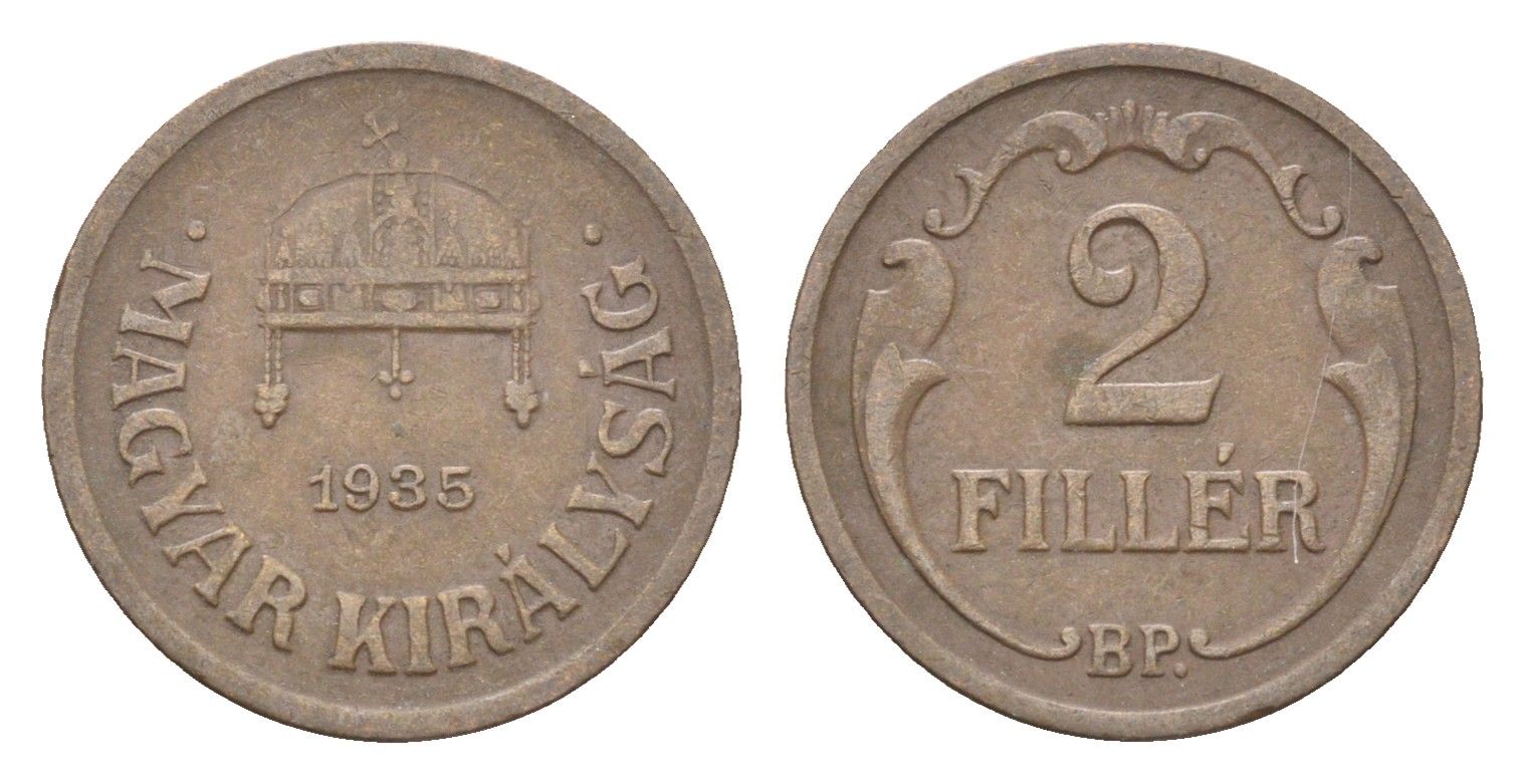 Венгрия 2 филлера 1935 BP KM 506 бронза 4665-444