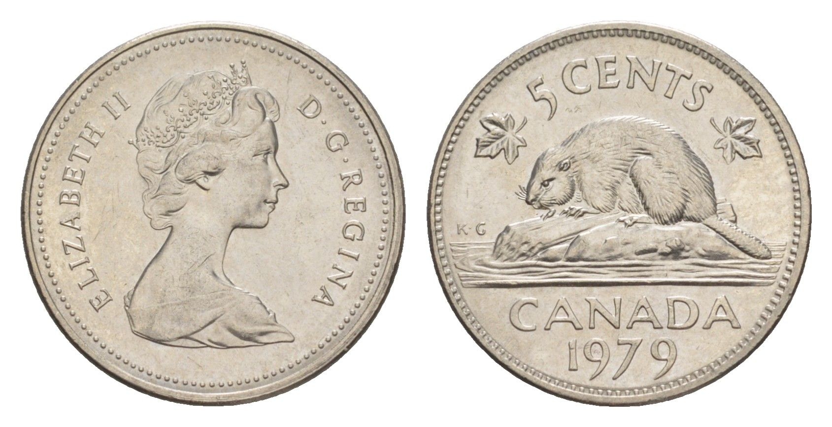 Канада 5 центов 1979 Елизавета II (1952-2022), бобр KM 60.2 никель 4639-469