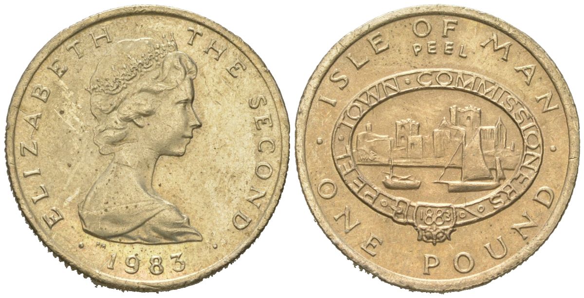 Остров Мэн 1 фунт 1983 Елизавета II (1952-2022) KM 109 никель латунь 4619-146
