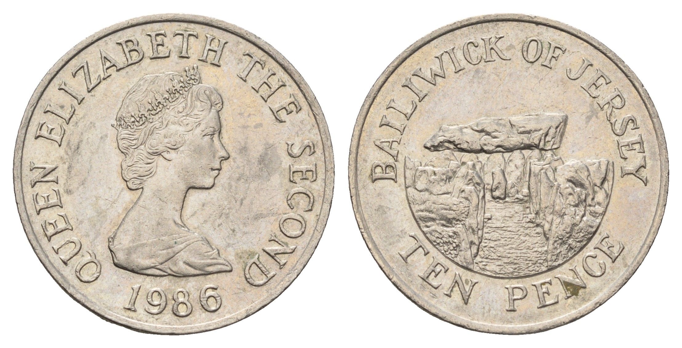 Джерси 10 пенсов 1986 Ла-Хуг-Би, Елизавета II (1952-2022) KM 57.1 медно-никель 4178-1213