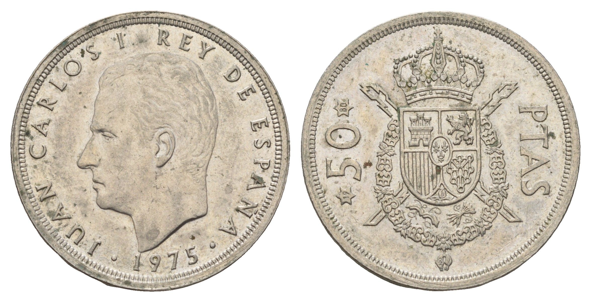 Испания 50 песет 1975 (80) Хуан Карлос I (1975-2014) KM 809 медно-никель 91-1146