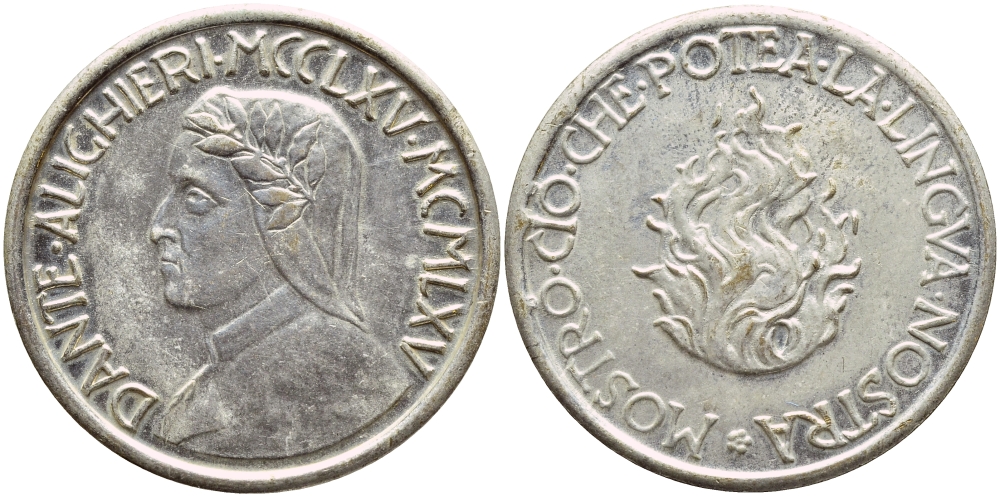 ИТАЛИЯ ЖЕТОН ND ДАНТЕ АЛИШЕРИ белый металл 4398-821