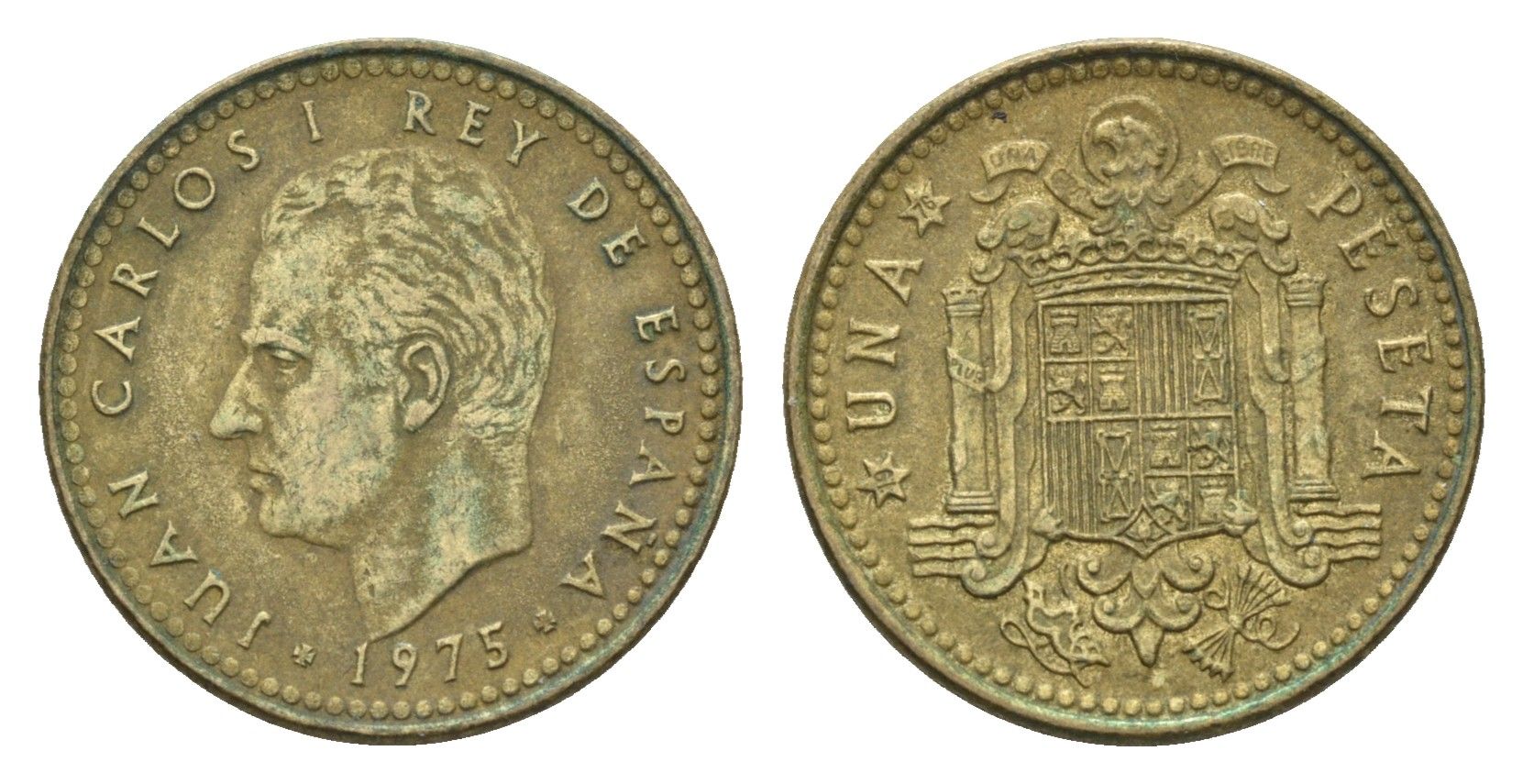 Испания 1 песета 1975 (76) Хуан Карлос I (1975-2014) KM 806 алюминиевая бронза 4685-1058