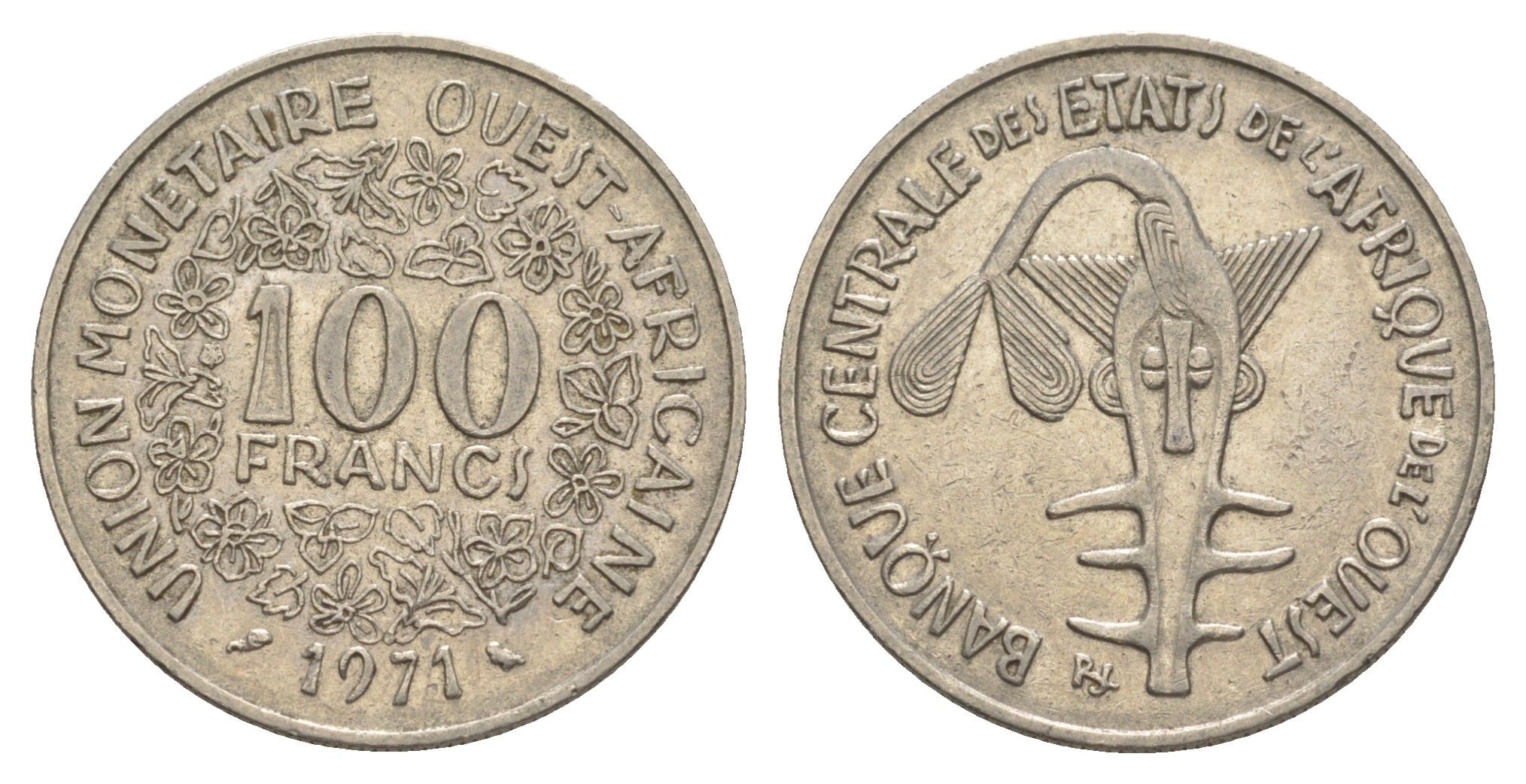 Западная Африка (BCEAO) 100 франков 1971 Центральный банк государств Западной Африки KM 4 никель 4642-322
