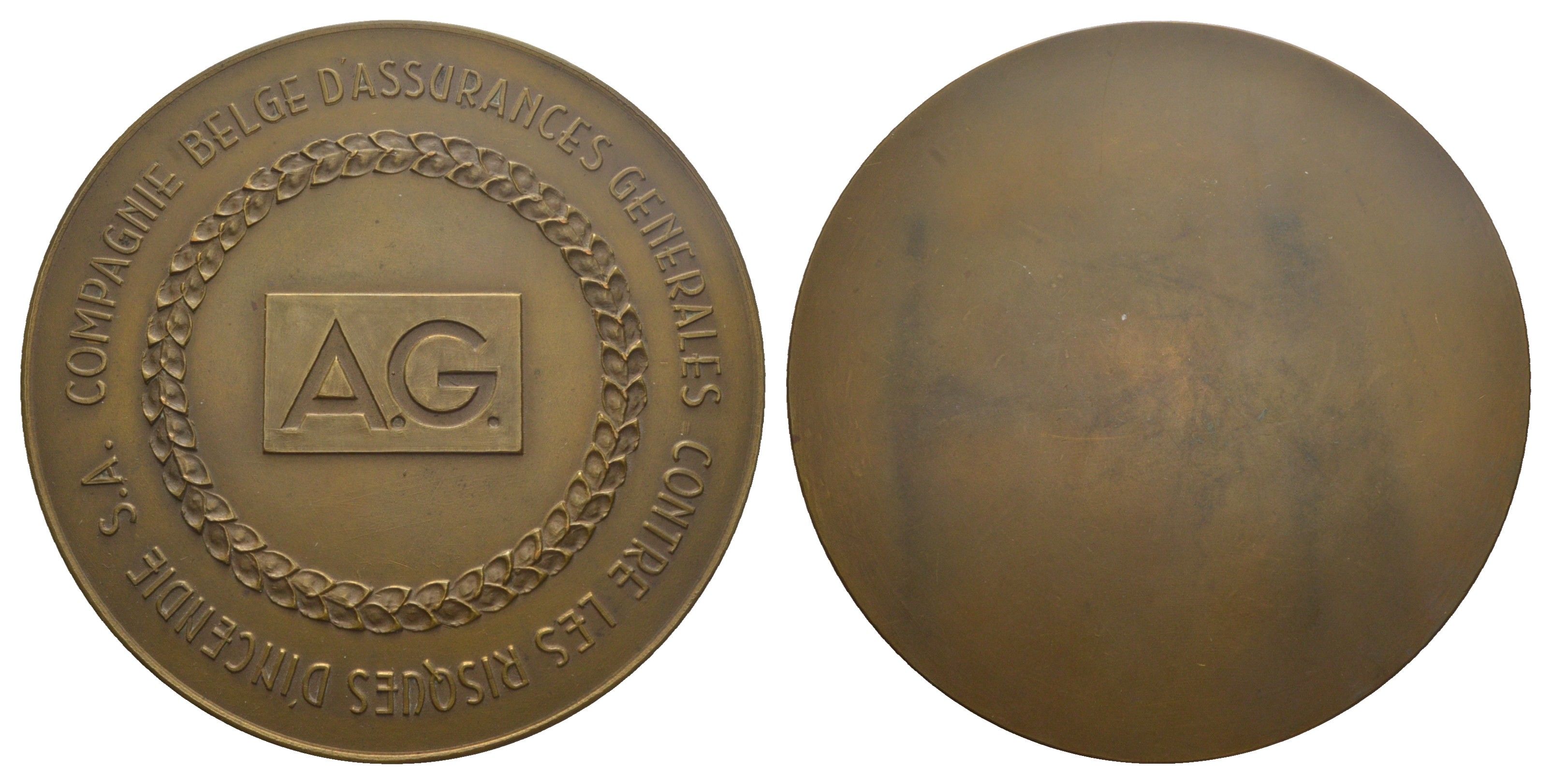 Бельгия медаль "компания генерального страхования от пожарных рисков SA" XX век диаметр 100 мм, вес 258,1 гр Landi 17 бронза 3-5-3-21