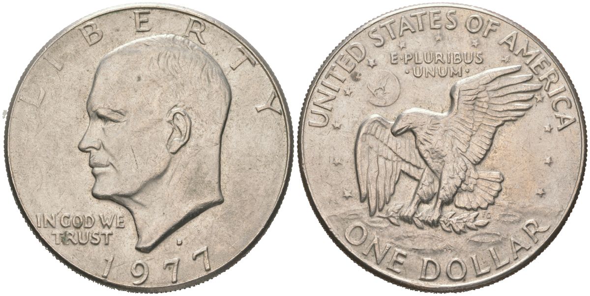 США 1 доллар 1977 D, Эйзенхауэра KM 203 медь плакированная медно-никелем 4368-832