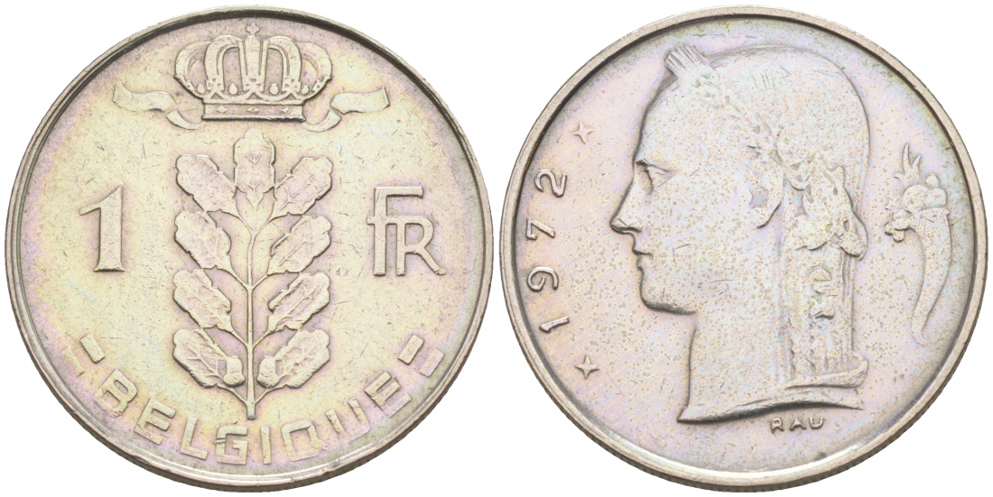 Бельгия 1 франк 1972 Belgique, Бодуэн I (1951-1993) KM 142.1 медно-никель 68-633