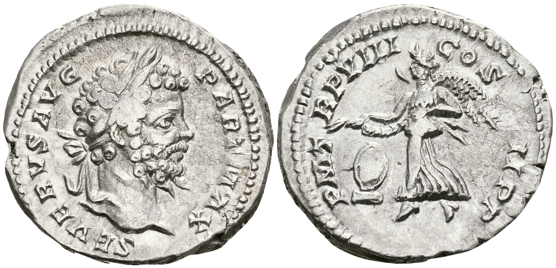 Римская Империя денарий 200 Септимий Север PM TRP VIII COS II PP Виктория Рим Good Very fine RIC 150 серебро 00-00-00