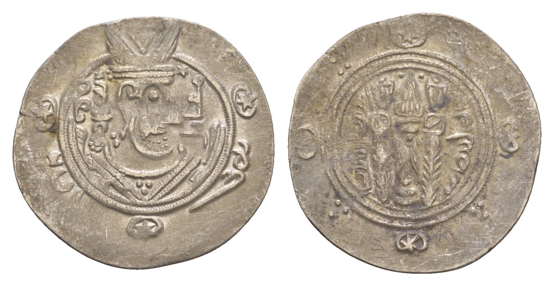 Табаристан 1/2 драхмы (подражание Сасанидской драхмы) 788-793 AH 172-176, Мукатиль серебро 1515-2111