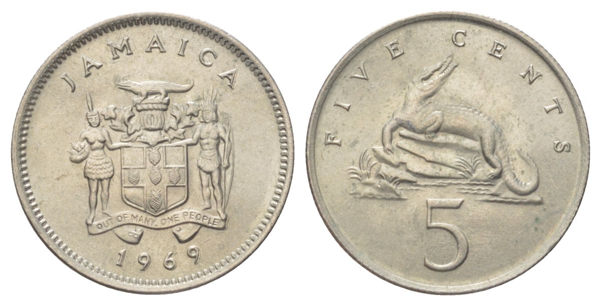 Ямайка 5 центов 1969 KM 46 медно-никель UNC 4617-814