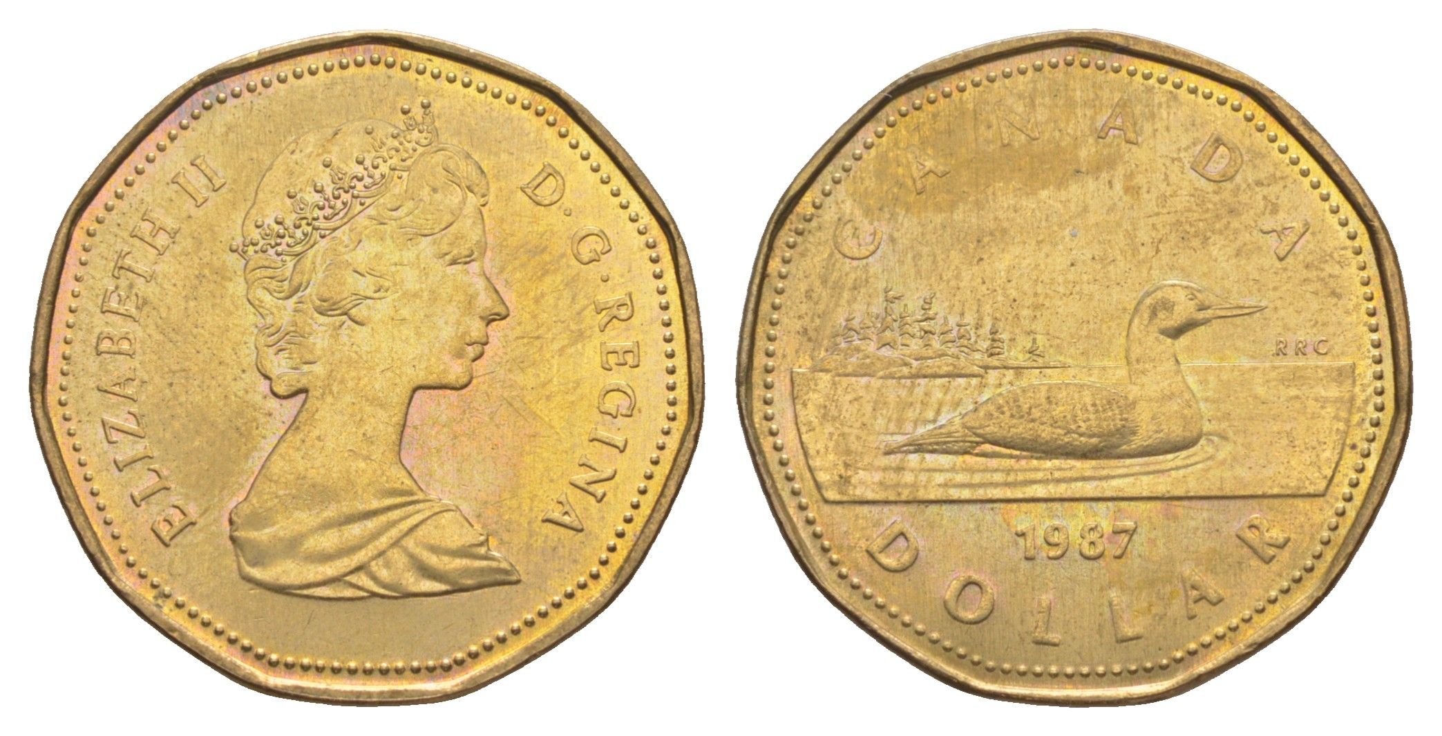 Канада 1 доллар 1987 Елизавета II (1952-2022), утка KM 157 никель плакированный алюминиевой бронзой 4637-956