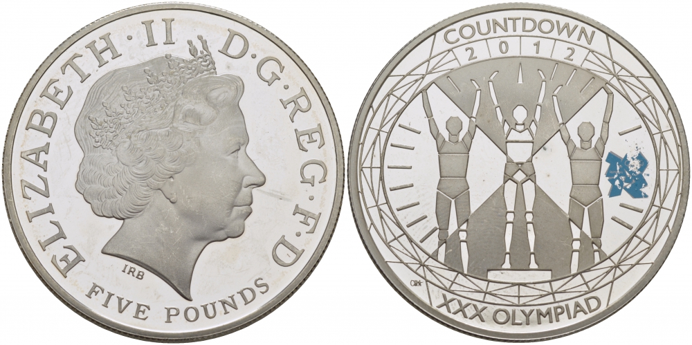 Великобритания 5 фунтов 2012 Елизавета II (1952-2022), XXX Летние Олимпийские игры 2012 в Лондоне, победители UC 392,?Spink LO36 серебро PROOF 1077-1-62