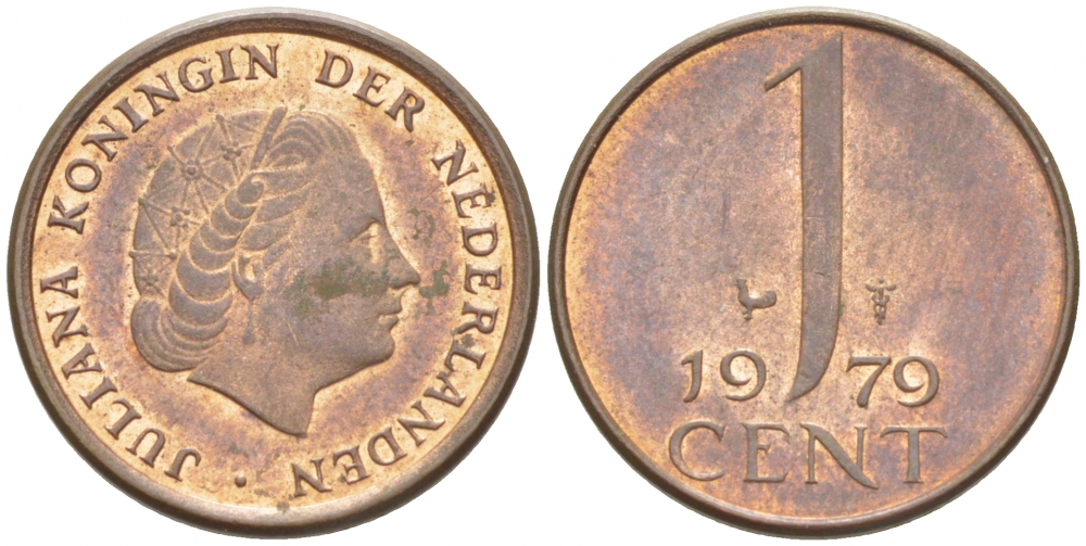 НИДЕРЛАНДЫ 1 ЦЕНТ 1979 ЮЛИАНА KM 180 бронза 3718-154