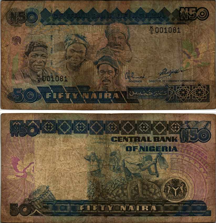 Нигерия 50 найра ND (1991-2000) жители Нигерии, подпись 9 Pick 27 b бумага 6312-54-1-1