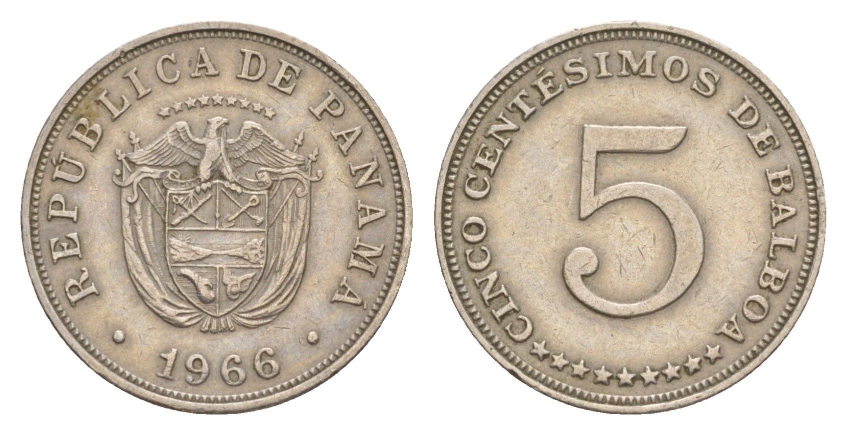 Панама 5 сентесимо 1966 KM 23.2 медно-никель 4649-833