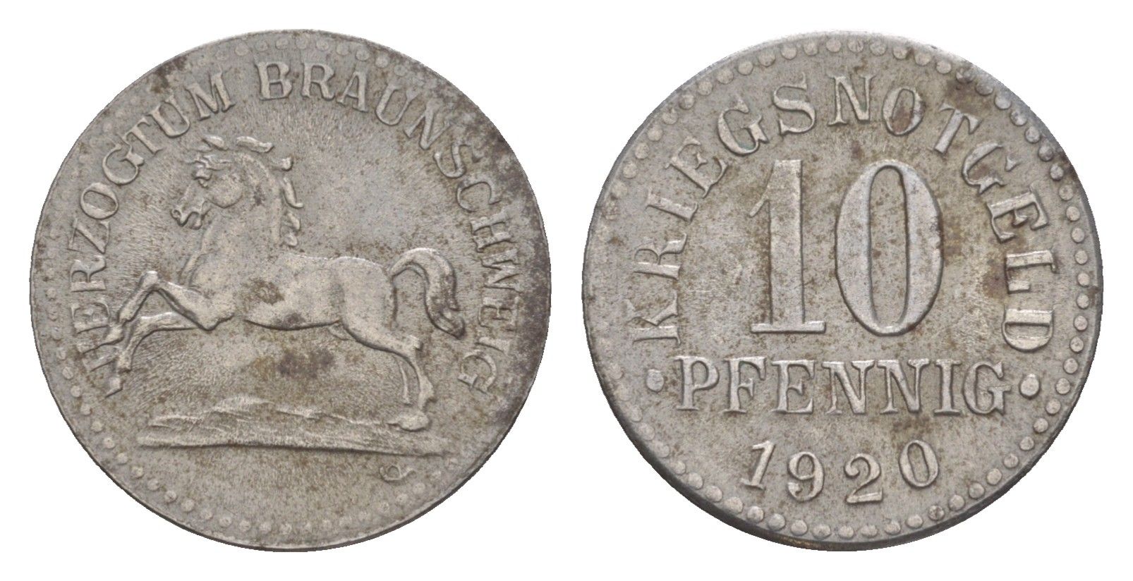 Брауншвейг 10 пфеннигов 1920 Funck 56.5, Men05 3454.11, Men18 4388.11 железо aUNC 3459-452